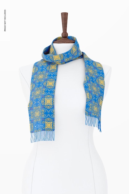 PSD wool scarf mockup, hanging