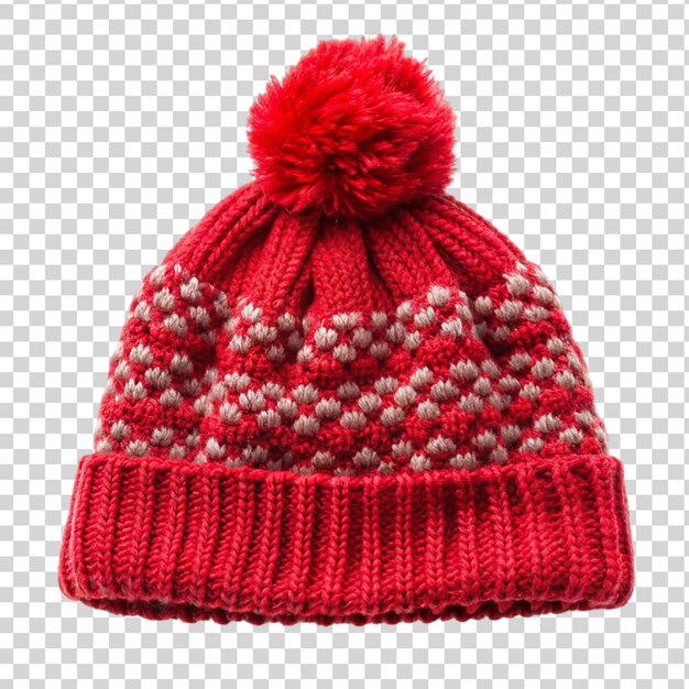 Woolen red hat isolated on transparent background