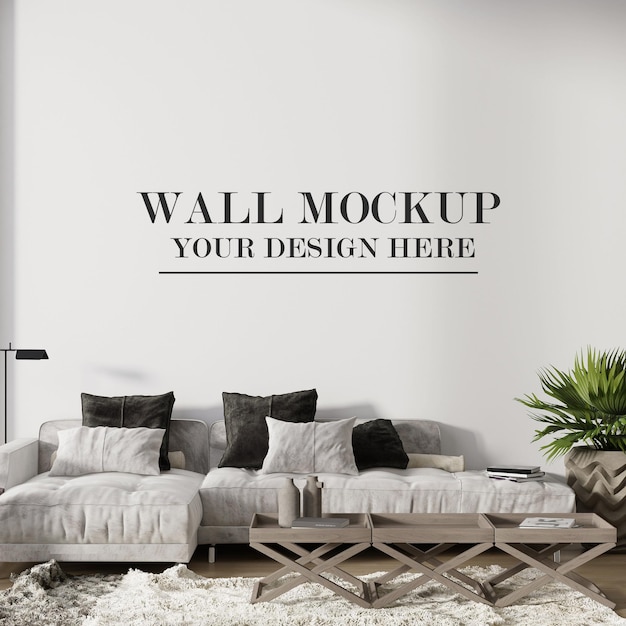 Woonkamer blinde muur mockup