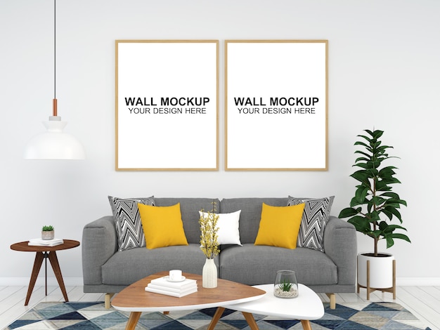 Woonkamer interieur huis mockup vloer meubilair achtergrond, minimalistisch ontwerp kopie ruimte sjabloon psd