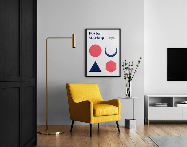 Woonkamer met Poster Mockup