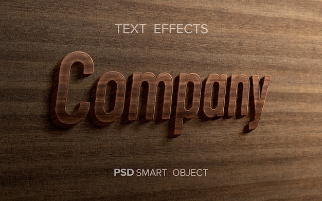 PSD woord met houten teksteffect