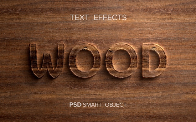 PSD woord met houten teksteffect