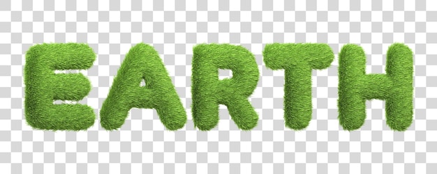 PSD word earth presented in a lush green grass texture isolated on a white background 3d render