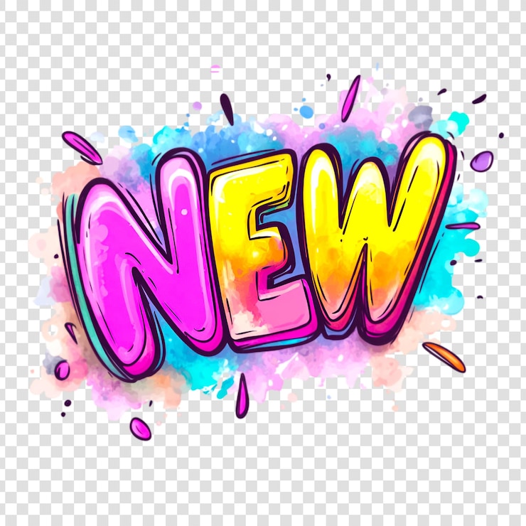 PSD the word new on the colorful background