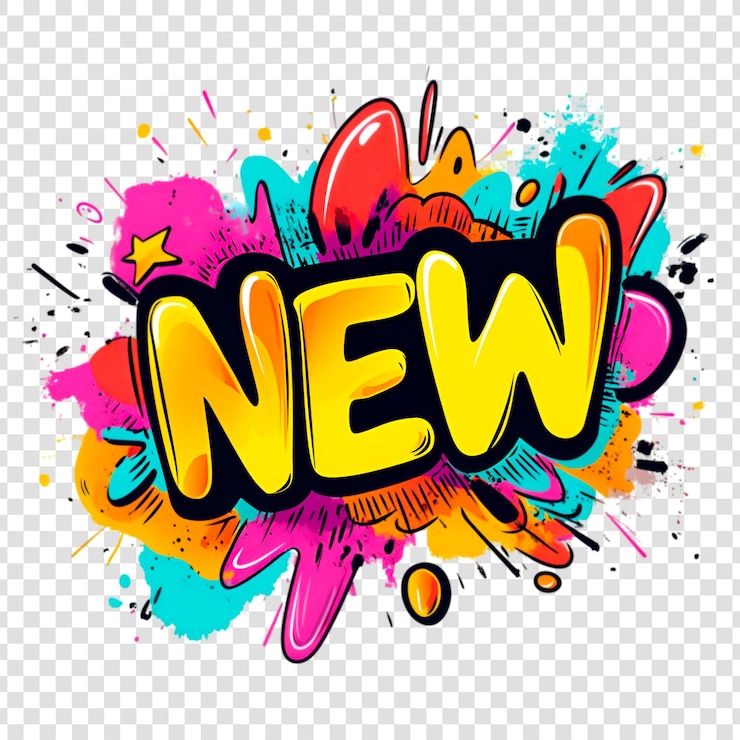 PSD the word new on the colorful background