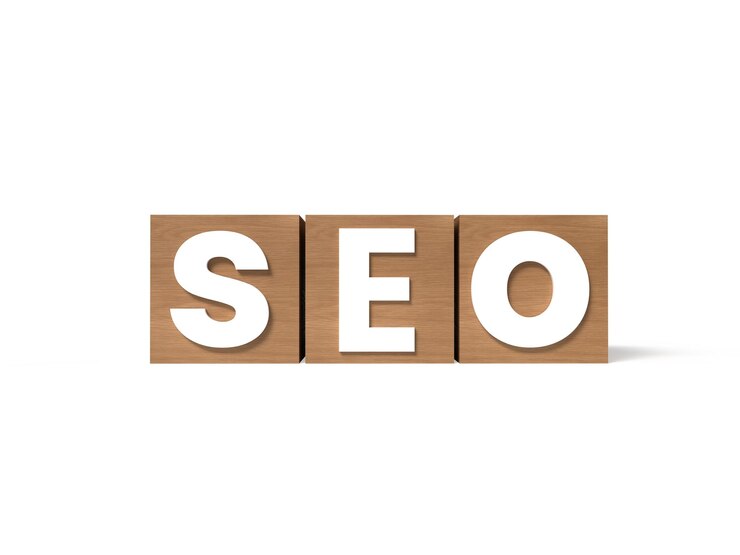 PSD word seo written on wooden cubes