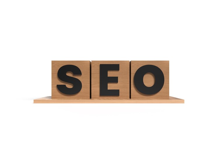 PSD word seo written on wooden cubes