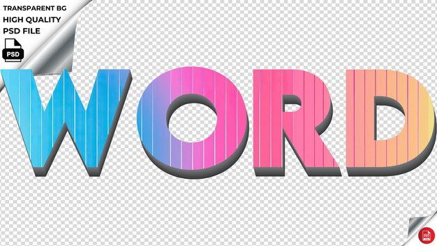 PSD word typografie regenboog kleurrijke tekst textuur psd transparant