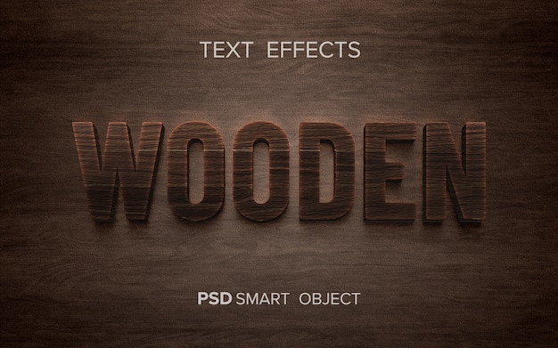 Word with wooden text effect