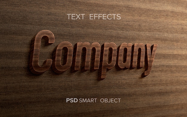 PSD word with wooden text effect