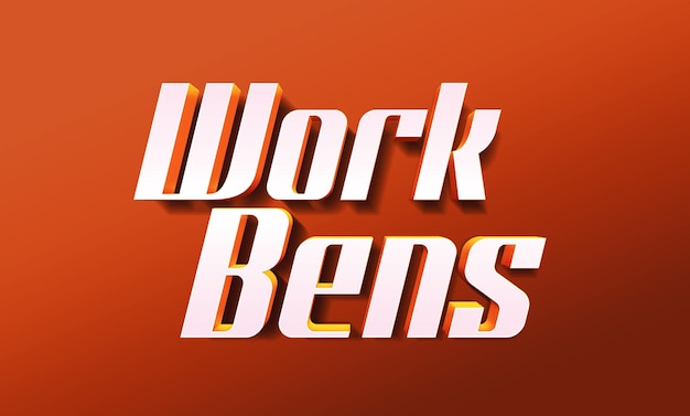 Work Bens 3D Text Style Effect Template