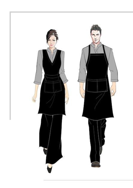 PSD work clothes uniform hipster waiter waiter unisex baker cook