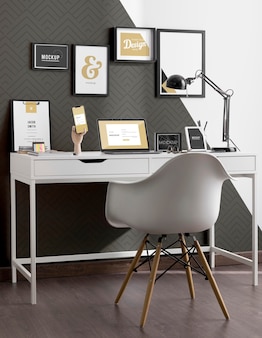 Work desk mockup with devices