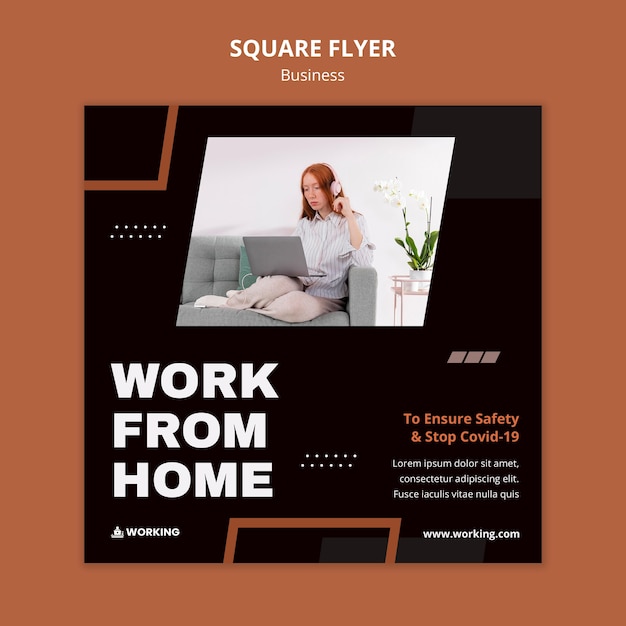 PSD work from home square flyer