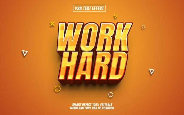 work hard text effect font editable typography 3d text