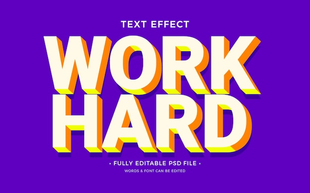 PSD work hard text effect