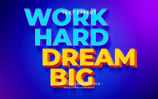 Work hard text effect