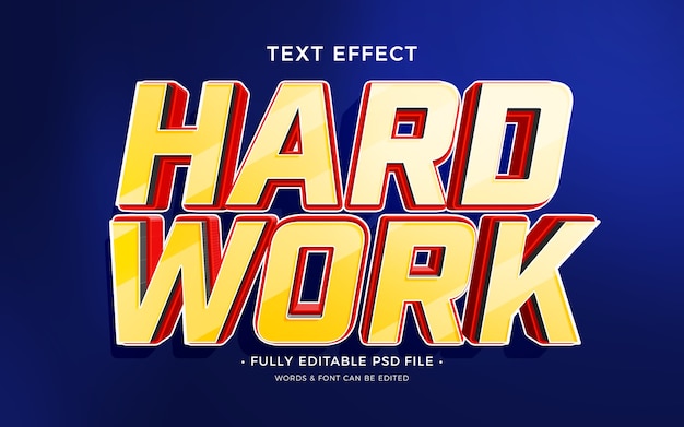 PSD work hard text effect