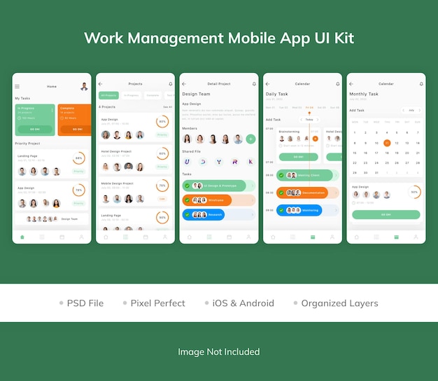 work management mobile app ui kit