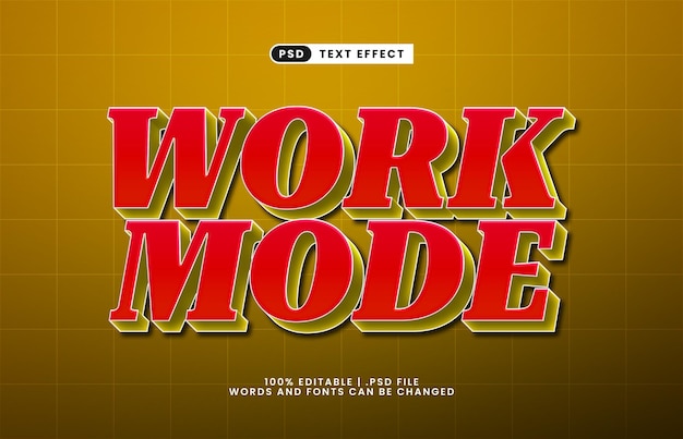 work mode editable text effect with a work and time text style