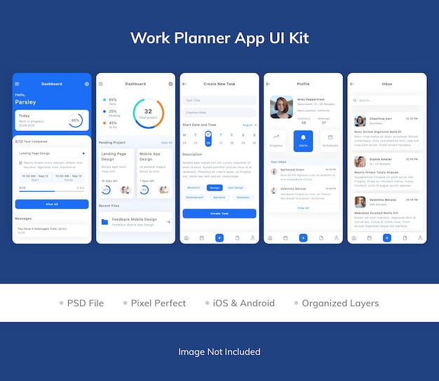 Комплект пользовательского интерфейса приложения work planner