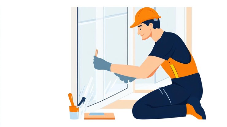 PSD worker installing window film