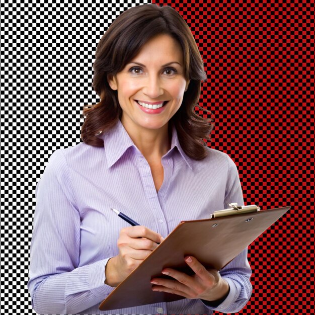 PSD worker reviewing a notebook on transparent background