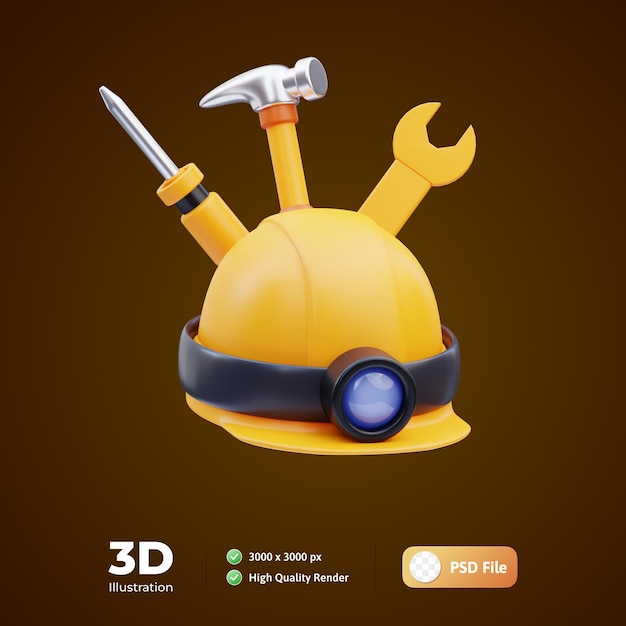 Worker's tools 3d illustration