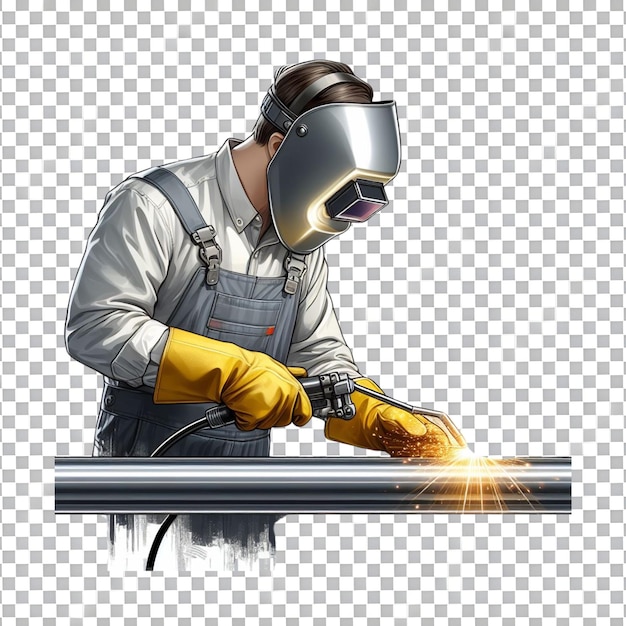 PSD worker with metal helmet and gloves