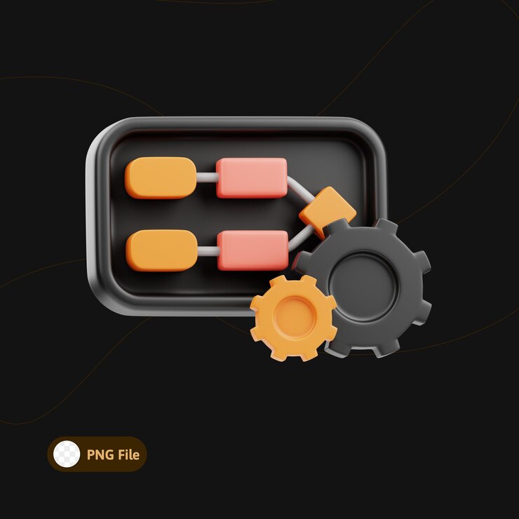 PSD workflow automation 3d illustration