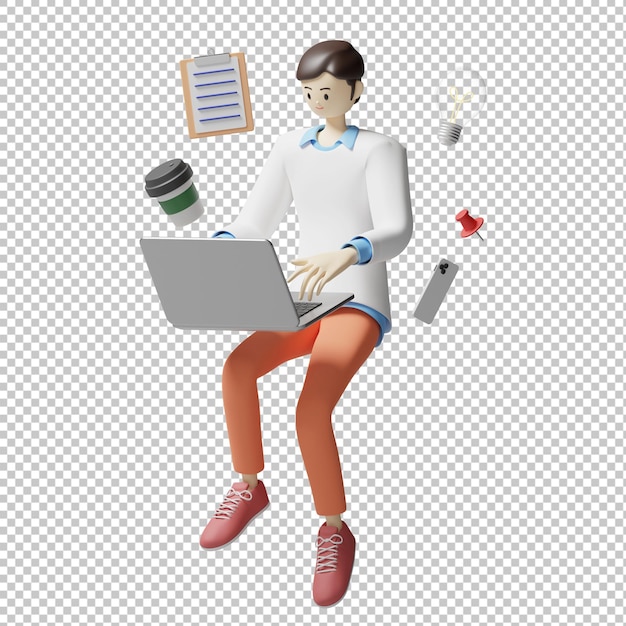 Working job 3d illustration design rendering isolated character