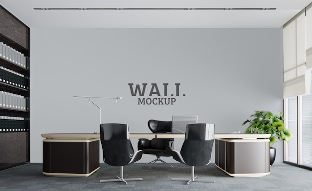 The working space is luxuriously modern.Wall mockup