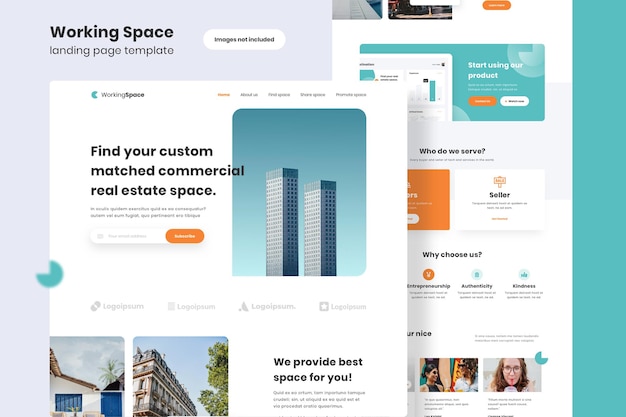 Working space landing page template