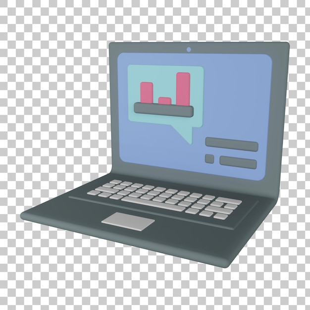 Working with laptop 3d illustration