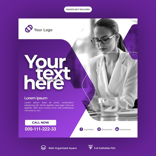 Working woman at office instagram template