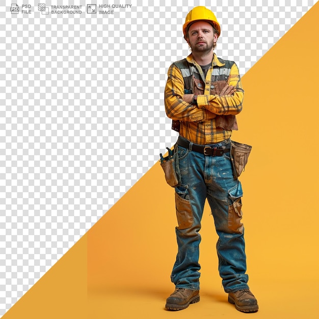 PSD workman with his arms crossed over white background