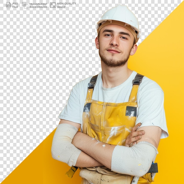 PSD workman with his arms crossed over white background