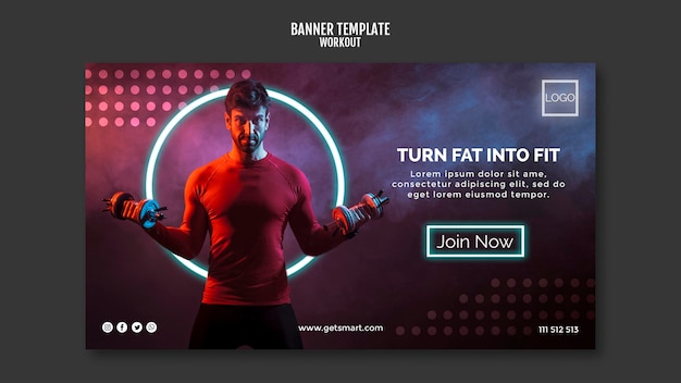 Workout concept horizontal banner template