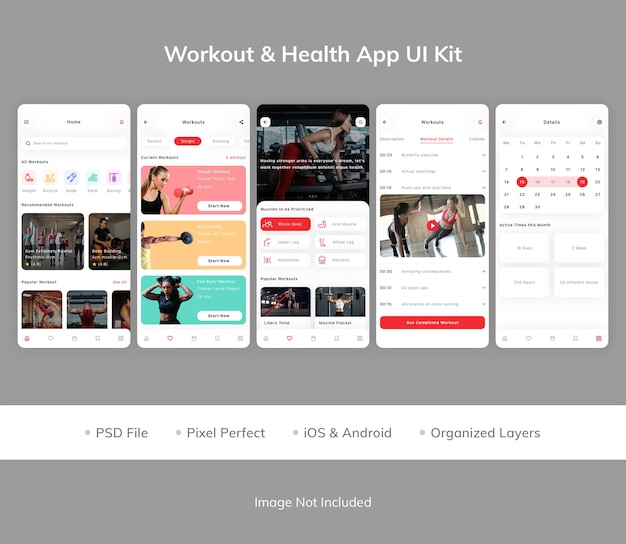 Workout health app ui kit