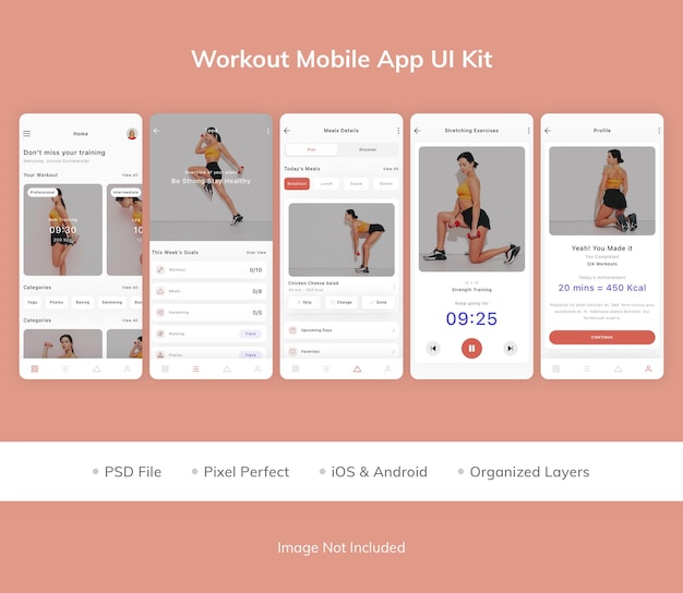Kit per l'interfaccia utente dell'app mobile di allenamento