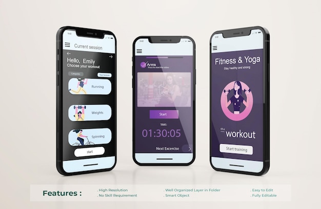 PSD interfaccia dell'app workout tracker interfaccia dell'app workout tracker