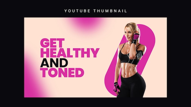 PSD workout with music youtube thumbnail design with psd file