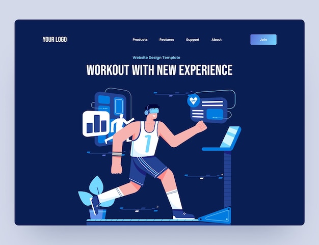 PSD workout with virtual reality website template