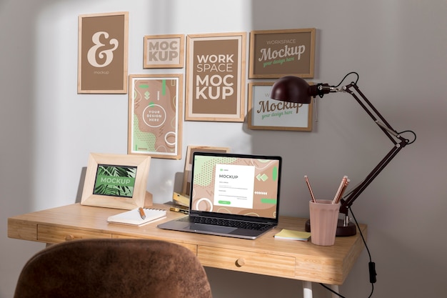 Workplace mockup with devices