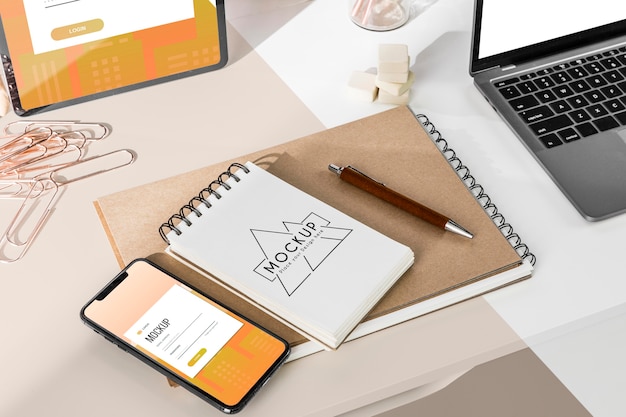 Workplace mockup with devices