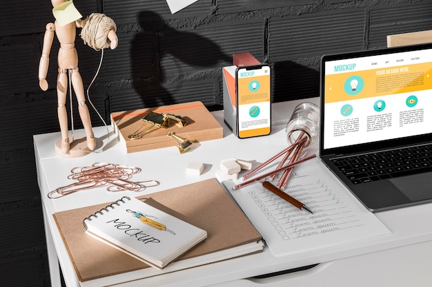 PSD workplace mockup with devices