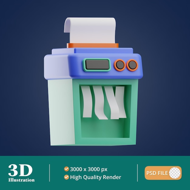 PSD workplace paper shredder illustration 3d