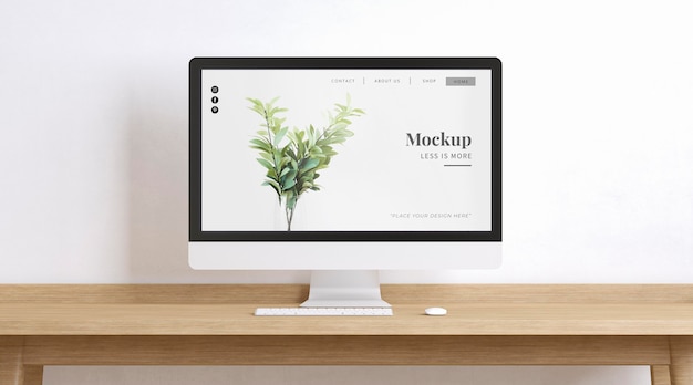 PSD workplace with homepage mockup