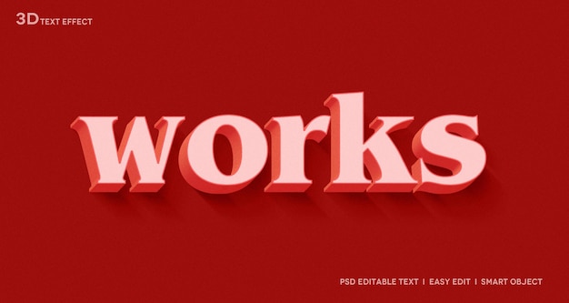 Works 3d text style effect mockup template